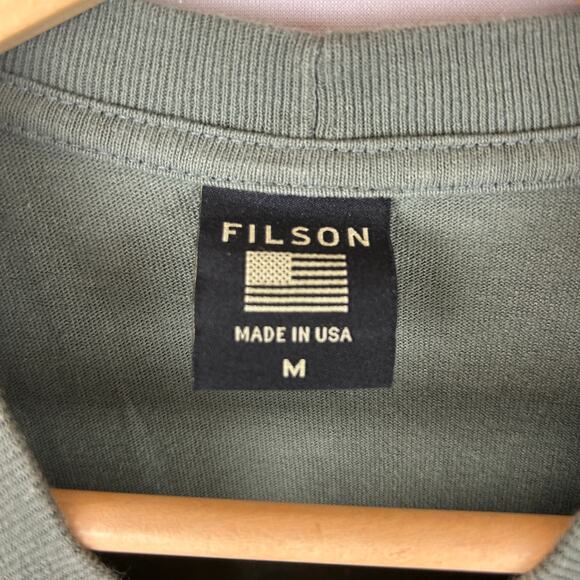 Filson Boat Short Sleeve Crew Neck Shirt Smoke Green Made in USA Men's Size M - Picture 4 of 10